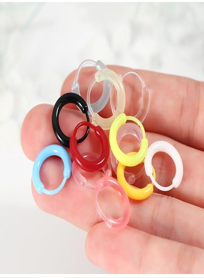 DATOA 12 Pairs Small Clear Plastic Hoop Earrings for Women Colorful Pierced Ear Retainers for Sensitive Ears-A - Image 3
